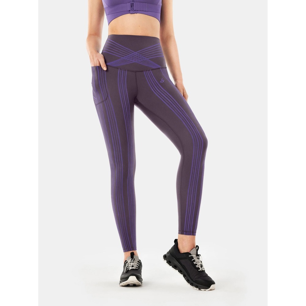 Fanka PowerBand Resistance High Intensity Leggings Cloud Gray Aurora Violet L